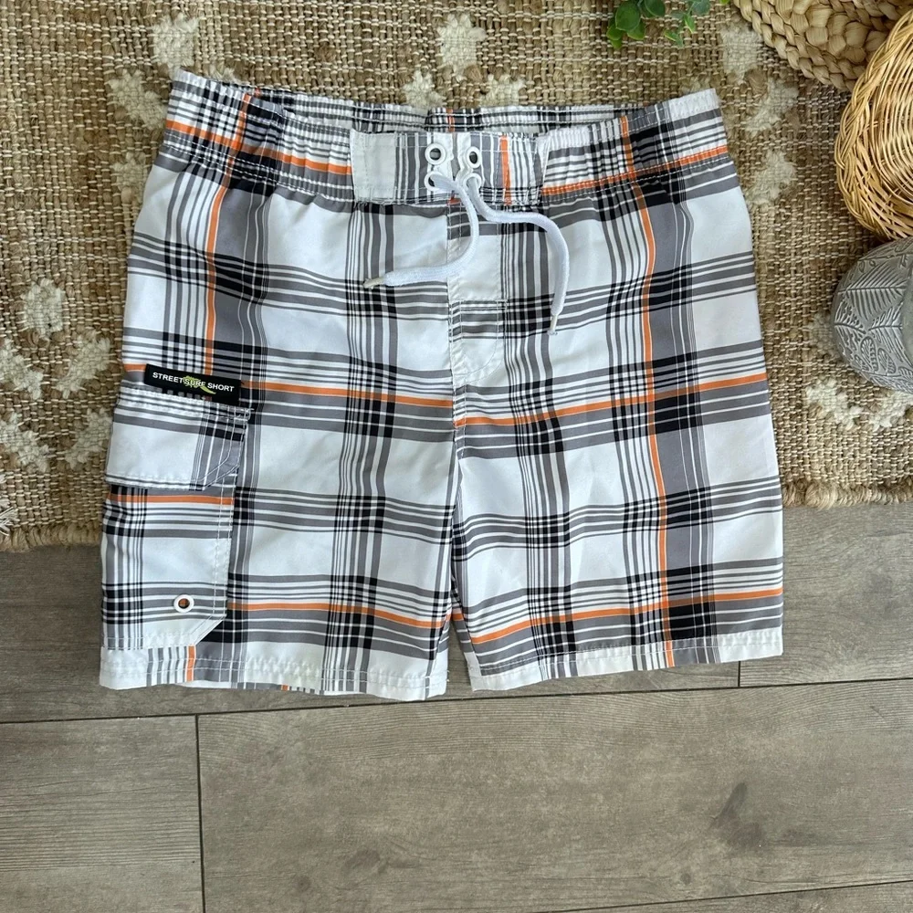Sunproof by Weatherproof Boys Plaid Surf Swim Trunks Swim Shorts Size 5/6